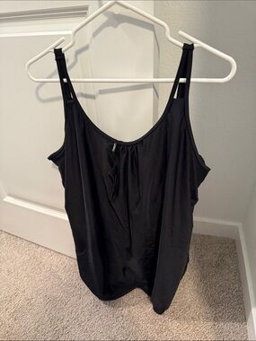 Women's Black Tankini Swim Top - Classic Scoop Neck